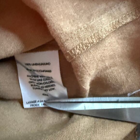 Eileen Fisher Brown Linen Crop Wide Leg Pants SZ L Zip Hook Eye Pockets Minimal - Picture 12 of 12